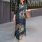 Autumn Cotton Maxi Sundress Women Fasihon Shirtdress Lapel Oversized Vintage Floral Print Sleeve Lo 1
