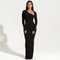 Diagonal Collar Slim Fitting Party Maxi Dress For Autumn Women Long Sleeved Elegant Split Style 3