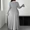 Plus Size Pure Color Knit Elegant Waist Slim ALine Draped Dress Maxi Women Outfit Casual Elegant Pu 3