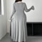 Plus Size Pure Color Knit Elegant Waist Slim ALine Draped Dress Maxi Women Outfit Casual Elegant Pu 3