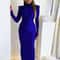 Bodycon Green Party Club Maxi Dress With Shoulder Padded Long Sleeve Spring Autumn Women Fashion El 1