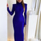 Bodycon Green Party Club Maxi Dress With Shoulder Padded Long Sleeve Spring Autumn Women Fashion El 1