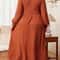 Solid Color Plus Size Womens Autumn And Winter Dresses Round Neck Long Sleeve Maxi Dress For Everyd