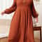 Solid Color Plus Size Womens Autumn And Winter Dresses Round Neck Long Sleeve Maxi Dress For Everyd