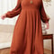 Solid Color Plus Size Womens Autumn And Winter Dresses Round Neck Long Sleeve Maxi Dress For Everyd