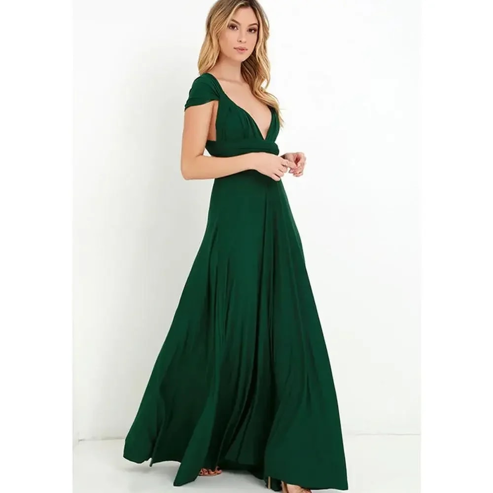 Women Long Dress Fashion Multiworn Vneck Vestidos De Fiesta Sexy Strapped Lady Summer Maxi Dress 1