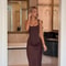 Women Sexy Luxury Party Maxi Dress Slim Fit High Neck Sleeveless Long Robe Shinny Chic Wedding Gues 1