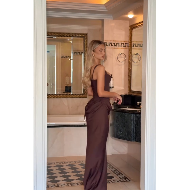 Women Sexy Luxury Party Maxi Dress Slim Fit High Neck Sleeveless Long Robe Shinny Chic Wedding Gues 2