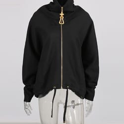 fashion jackets for women solid loose spliced zipper, lapel long sleeves patchwork lace up casual jacket