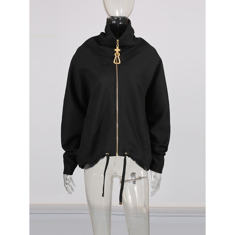 Fashion Jackets For Women Solid Loose Spliced Zipper Lapel Long Sleeves Patchwork Lace Up Casual Ja 0