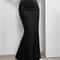 Sexy Solid Bodycon Ruched Long Skirt Women Black Elastic Elegant High Waist Mermaid Maxi Skirt Summ 1