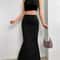 Sexy Solid Bodycon Ruched Long Skirt Women Black Elastic Elegant High Waist Mermaid Maxi Skirt Summ 0