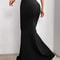 Sexy Solid Bodycon Ruched Long Skirt Women Black Elastic Elegant High Waist Mermaid Maxi Skirt Summ 3