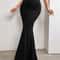 Sexy Solid Bodycon Ruched Long Skirt Women Black Elastic Elegant High Waist Mermaid Maxi Skirt Summ 4