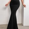 Sexy Solid Bodycon Ruched Long Skirt Women Black Elastic Elegant High Waist Mermaid Maxi Skirt Summ 4