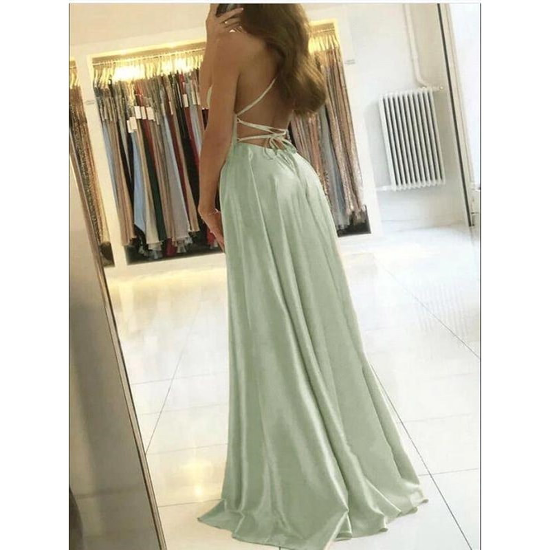 Women Burgundy Satin Beach Maxi Dress For Christmas Adjustable Straps Sexy Side Slit Prom Evening D 5