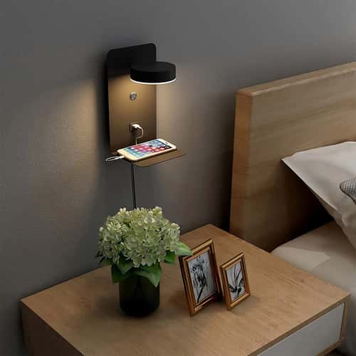 Interior LED Wall Light With Mobile Phone Charging USB, Wall Lamp With Switch, Bedside Reading Light for Living Room