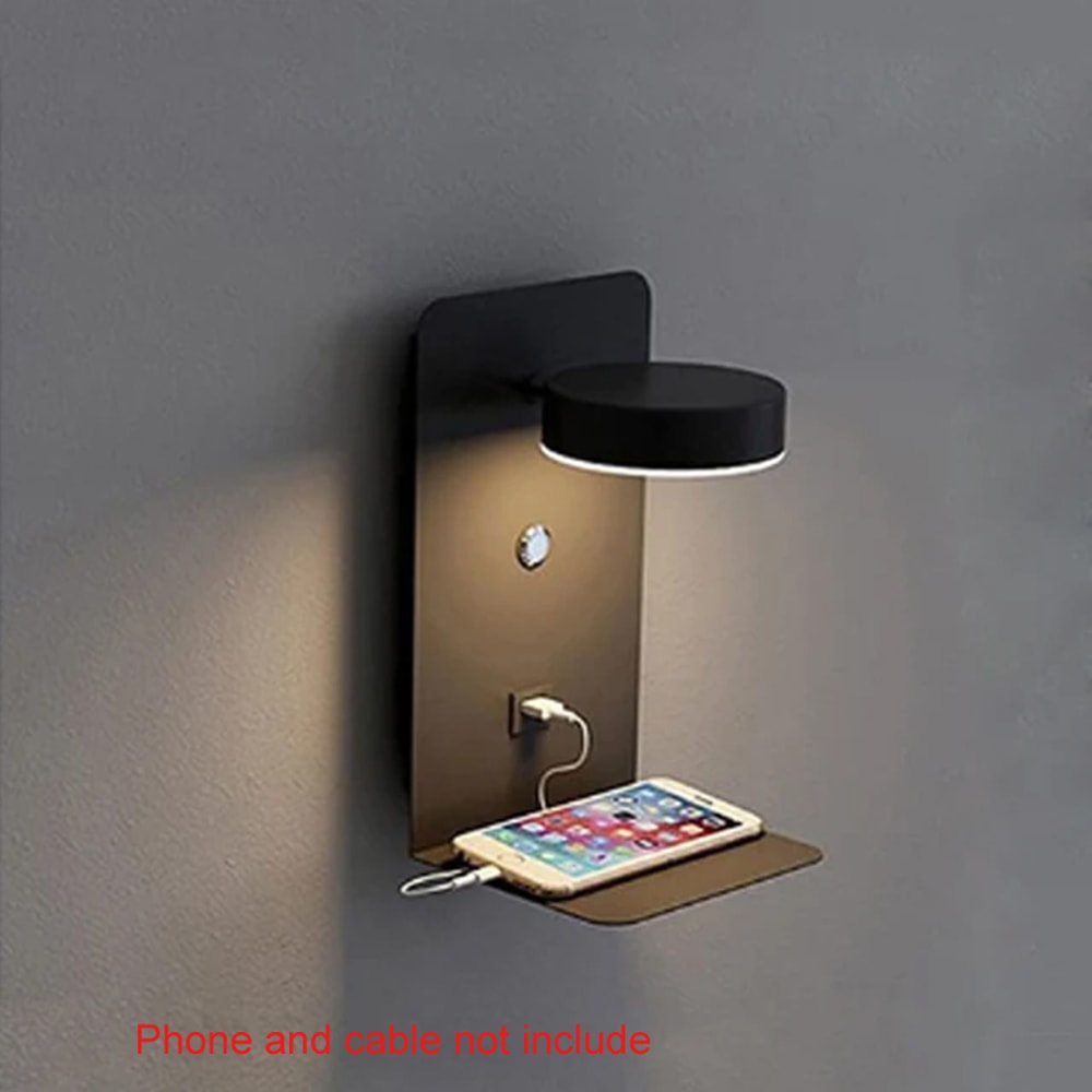 Interior LED Wall Light With Mobile Phone Charging USB Wall Lamp With Switch Bedside Reading Light 5