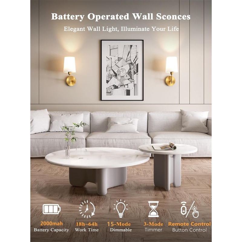 Wireless Wall Lamp For Bedroom And Living Room Corridor WiringFree Rechargeable Battery Dimmable De 2