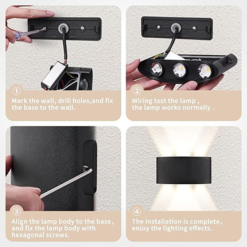 Modern LED Wall Sconces Up Down Wall Mount Lights White Indoor Outdoor Lamp For Bedroom Living Room 3