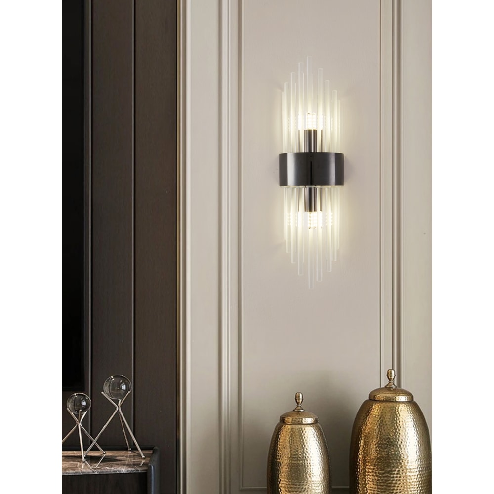 Crystal Wall Sconce GoldBlack Stainless Steel Home Decor Lighting For Bedroom Living Room Kitchen 1