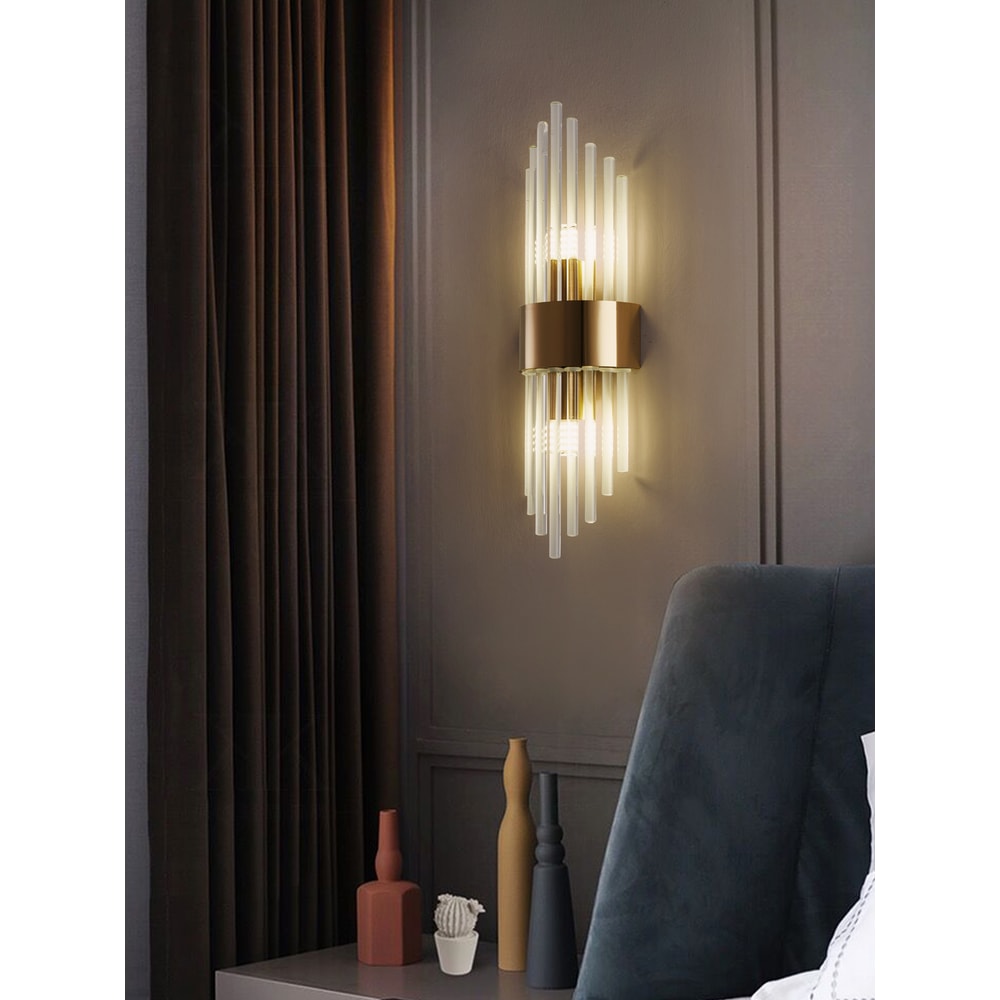 Crystal Wall Sconce GoldBlack Stainless Steel Home Decor Lighting For Bedroom Living Room Kitchen 2