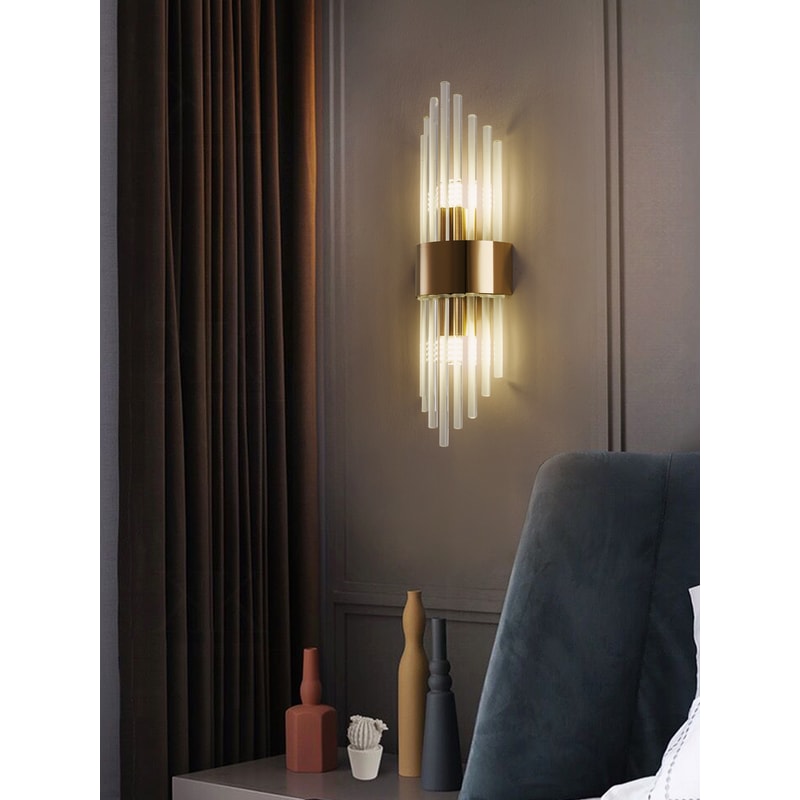 Crystal Wall Sconce GoldBlack Stainless Steel Home Decor Lighting For Bedroom Living Room Kitchen 2