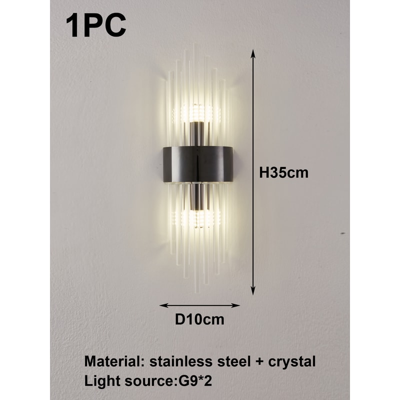Crystal Wall Sconce GoldBlack Stainless Steel Home Decor Lighting For Bedroom Living Room Kitchen 6
