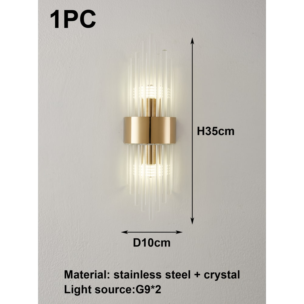 Crystal Wall Sconce GoldBlack Stainless Steel Home Decor Lighting For Bedroom Living Room Kitchen 7