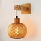 Natural Bamboo Lantern Wall Lamp HandWoven Rattan Wicker Chandeliers Wall Light Fixtures Bamboo Roo 1