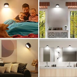 magnetic led wall light night, dimmable picture lights, rotation touch remote, adjustable cabinet spotlight