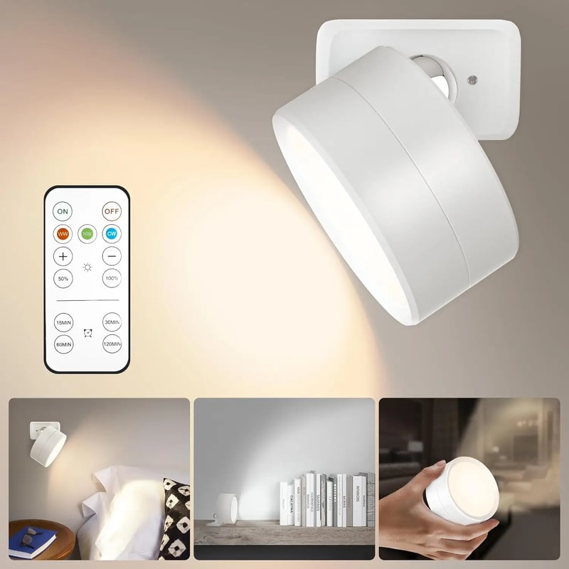 Magnetic LED Wall Light Night Dimmable Picture Lights Rotation Touch Remote Adjustable Cabinet Spot 4