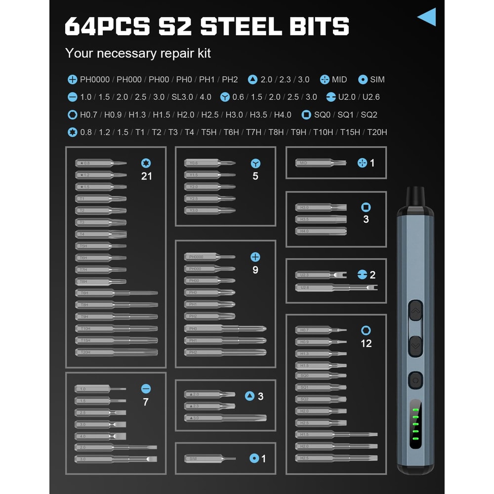 Torque Settings Electric Screwdriver Set Precision Power Tool With Magnetic Driver Bits For IPhone 1