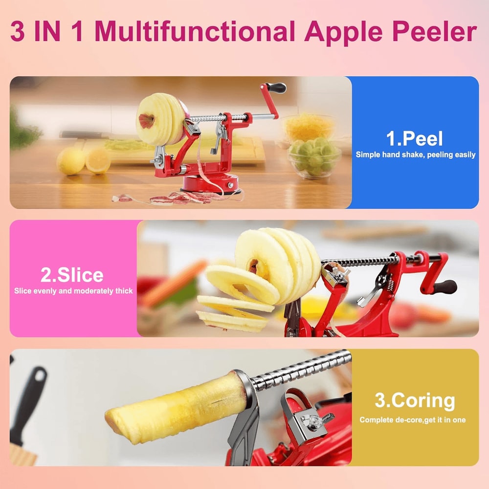Stainless Steel HandCranked Fruit Peeler Potato Apple Peeling Machine With Suction Base For Kitchen 2