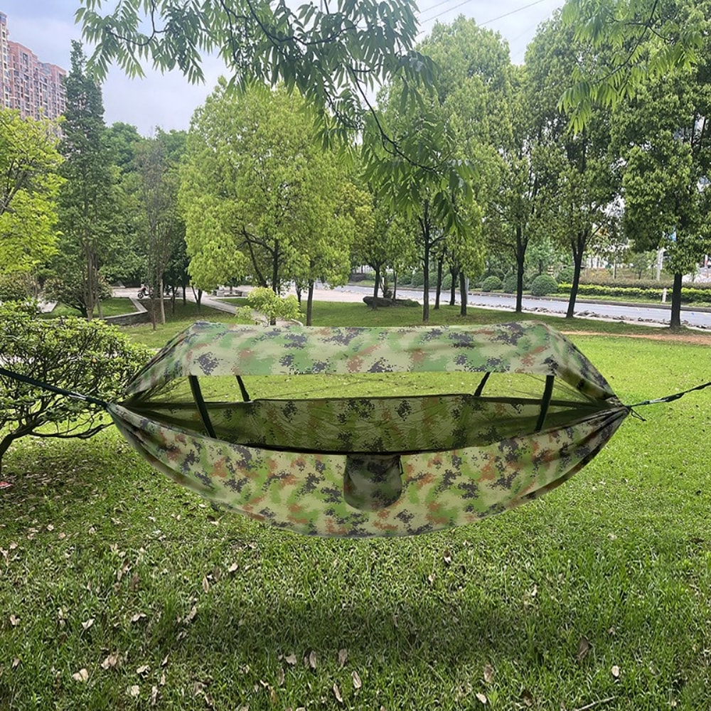 Double Camping Hammock with Mosquito Net and Sun Shelter Portable Travel Hammock for Beach Backyard Camping