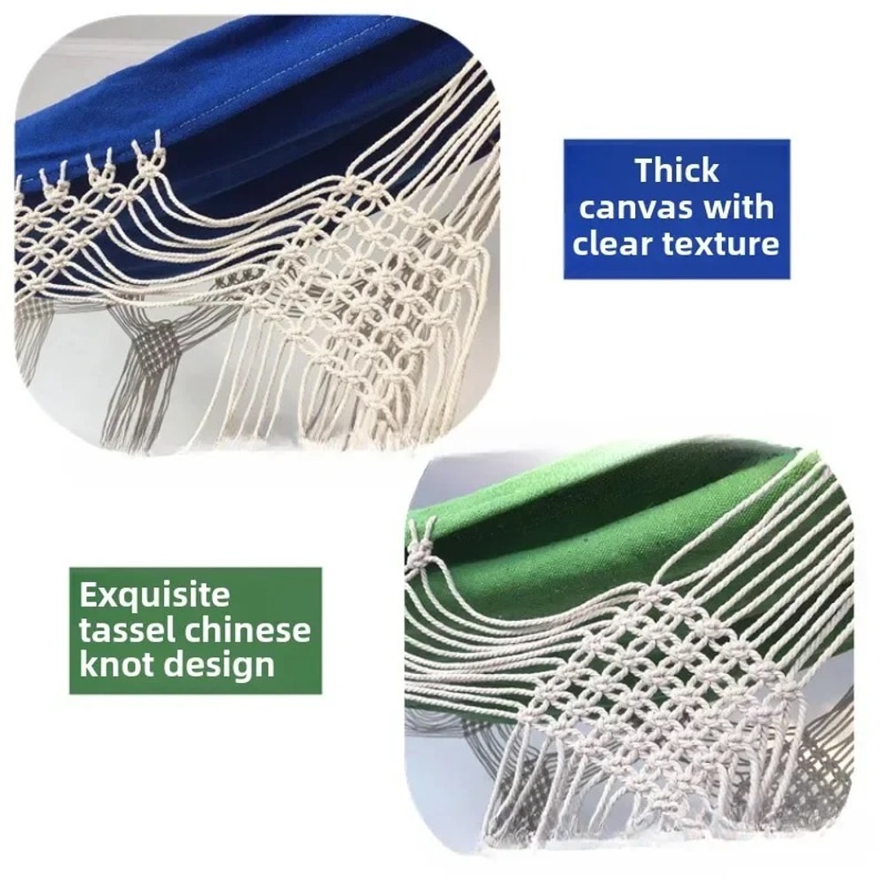 Boho Double Hammock With Macrame Tassels For Beach Camping And Backyard Relaxation 3
