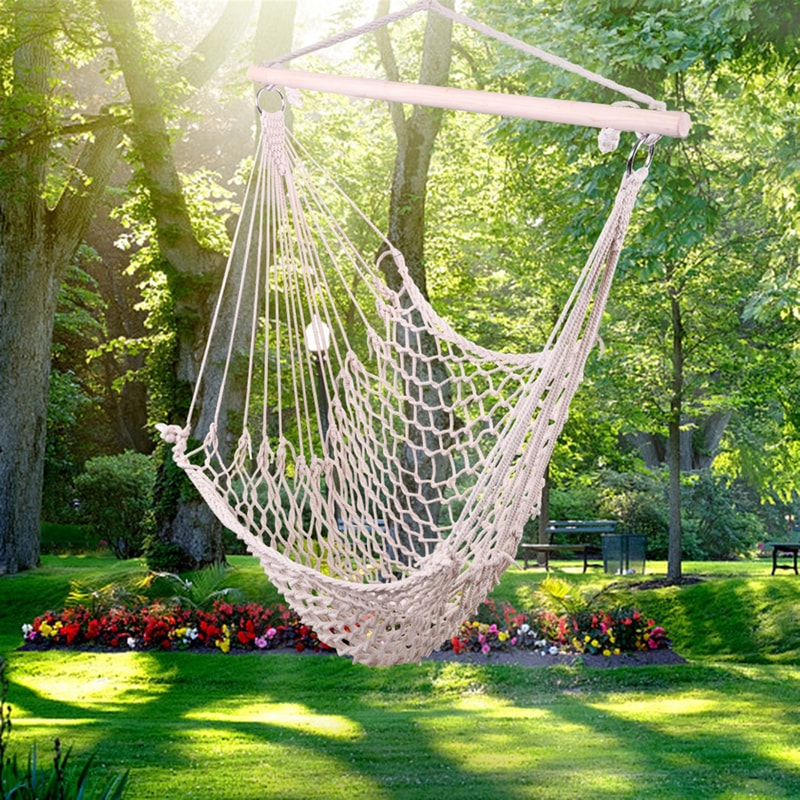 Nordic White Hanging Hammock Chair For Indoor Outdoor Bedroom Garden Relaxation 0