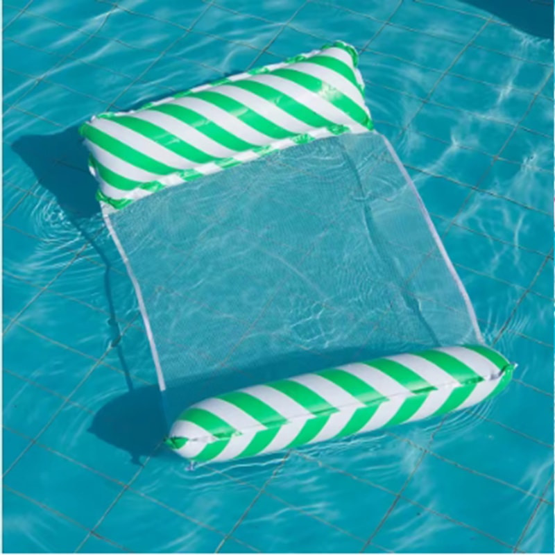 Striped Inflatable Pool Lounge Chair With Mesh Backrest For Beach And Pool 5