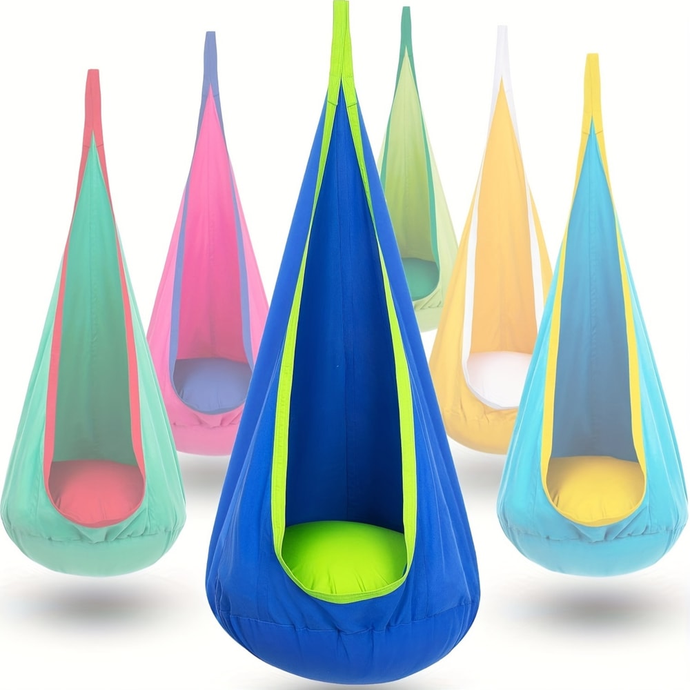 Indoor Outdoor Hanging Hammock Chair With Pillow And Pocket 0