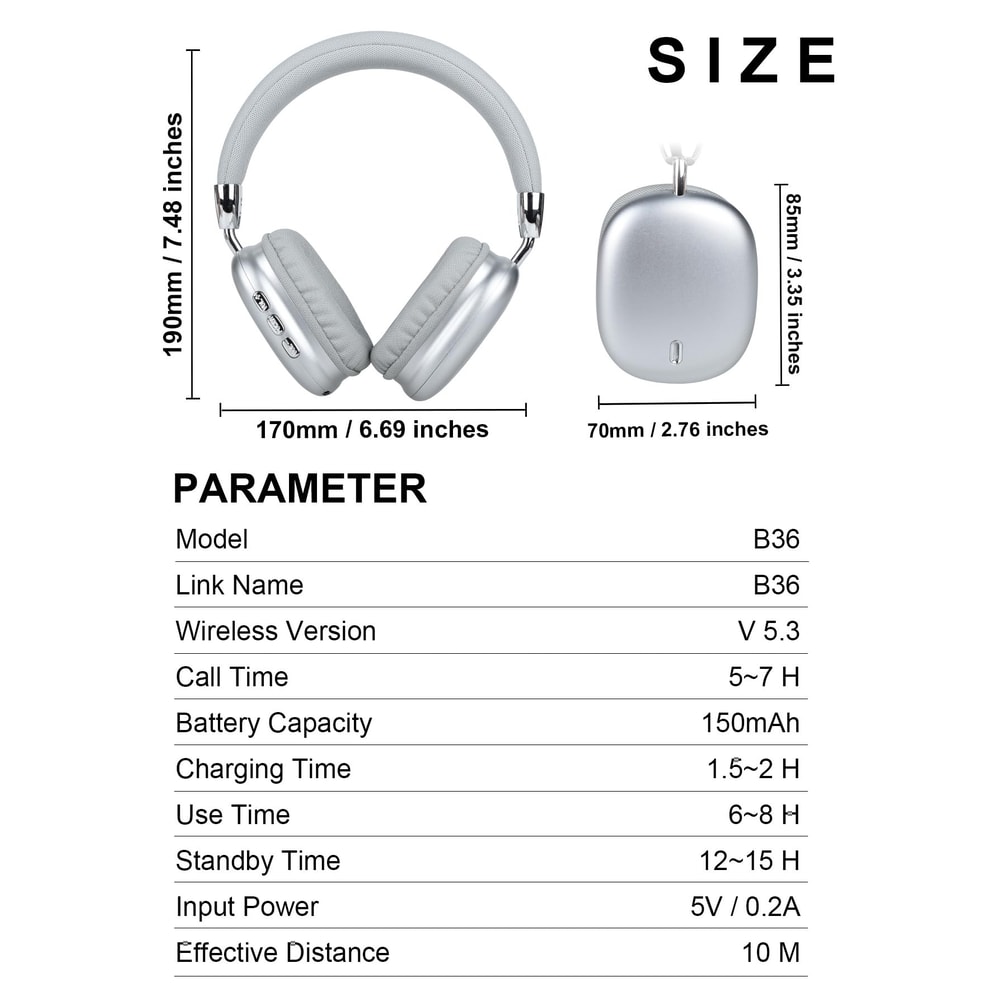 Foldable Bluetooth Over Ear Headphones With ANC And HD Mic 1
