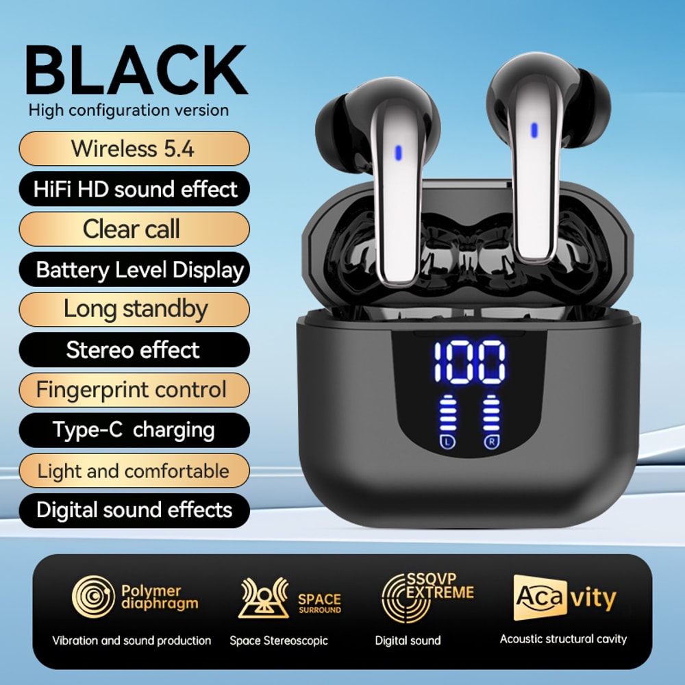 Deep Bass Wireless Earbuds with Noise Reduction and Low Latency Game Mode