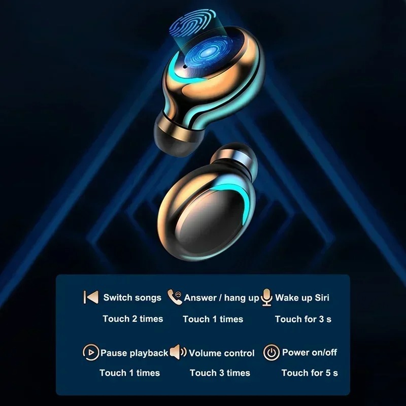 High Bass Wireless Earbuds with Touch Control Charging Case for Sports and Daily Use