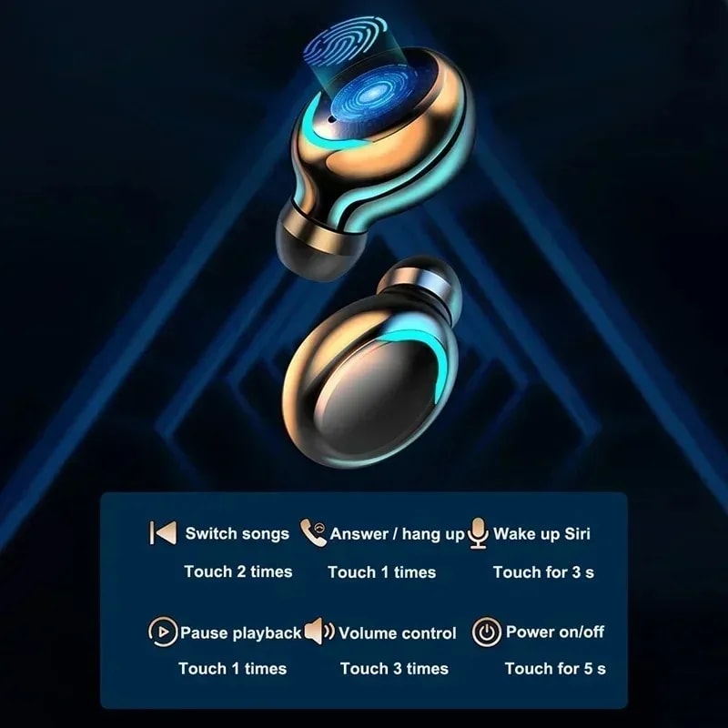 Deep Bass Wireless Earbuds with Touch Control Charging Case for Sports and Calls