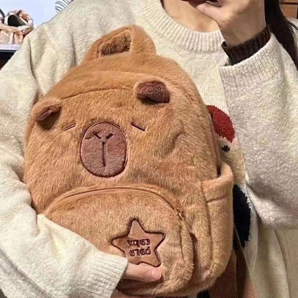 Capybara Plush Backpack Cute Animal Crossbody Bag For Women 0