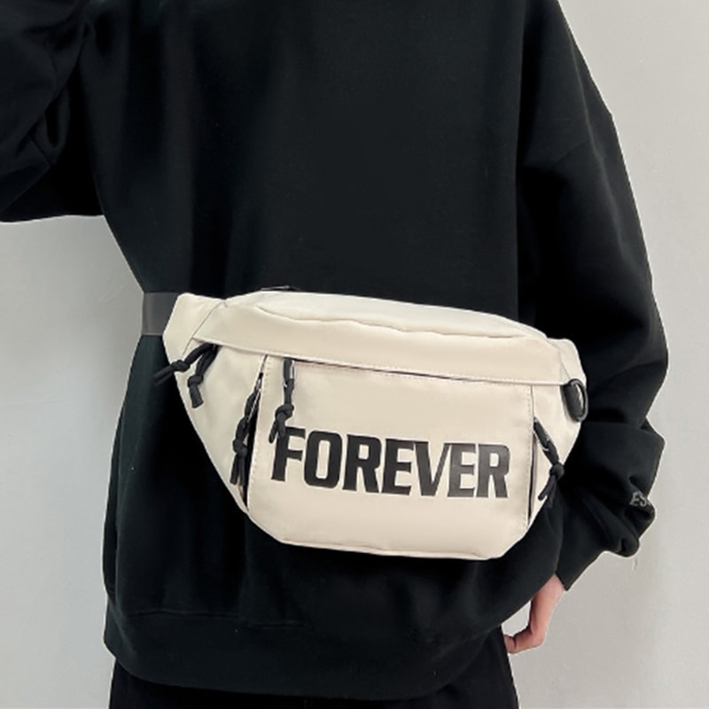 Beige White Mens Chest Bag Crossbody Sling with Large Capacity Storage