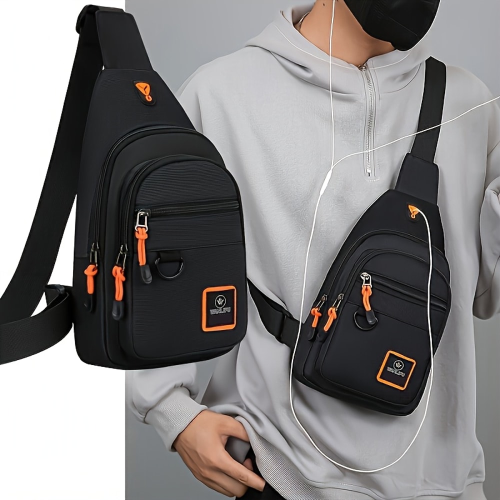 Mens Sling Bag Nylon Chest Bag Crossbody Travel Phone Pouch