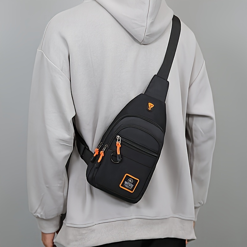 Mens Sling Bag Nylon Chest Bag Crossbody Travel Phone Pouch
