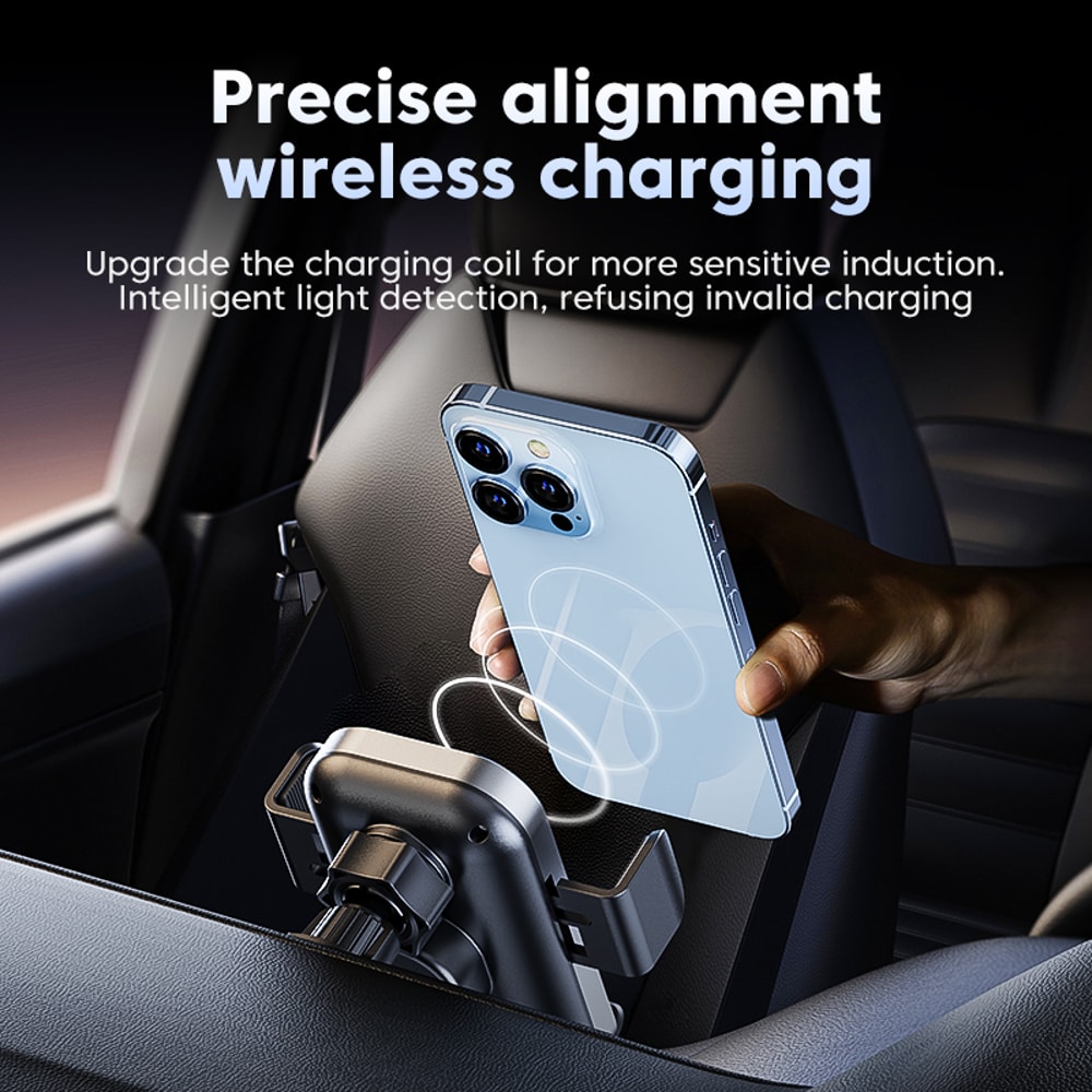 Smart Sensor Fast Wireless Car Charger & Auto Clamping Phone Mount