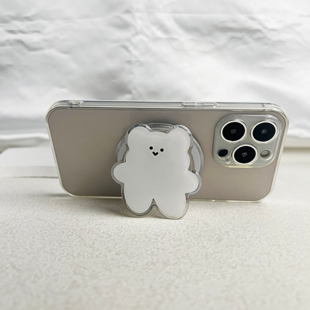 Cute Bear Magnetic Phone Grip Folding Stand and Finger Ring for MagSafe