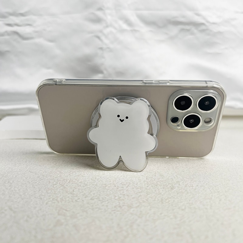 Cute Bear Magnetic Phone Grip Folding Stand and Finger Ring for MagSafe